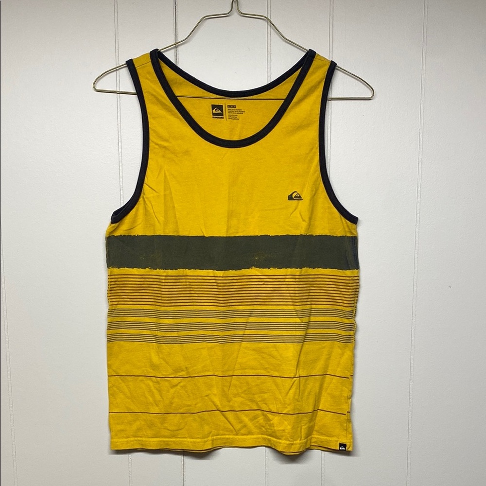 Quiksilver Men's Yellow Stripe Tank Top, Men’s Size M